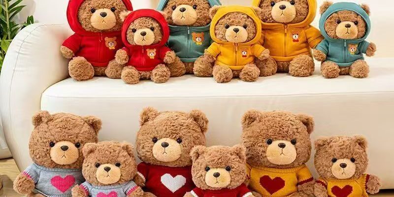 Cute hoodie and sweater teddy bear plush for gifting