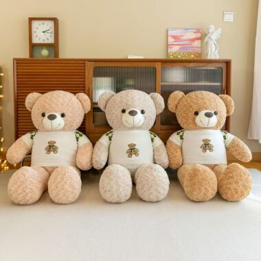 Large cute sweater teddy bear plush for gifting and décor
