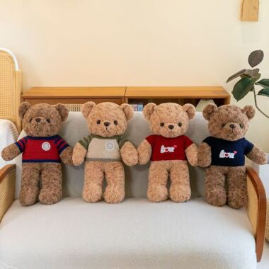 Soft hugging teddy bear plush with cute gentle expression