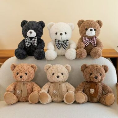 Soft hugging teddy bear plush with cute gentle expression