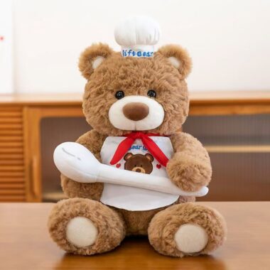 Cute teddy bear plush toy hugging a spoon for gifting