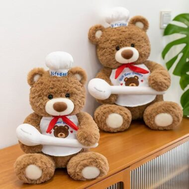 Cute teddy bear plush toy hugging a spoon for gifting