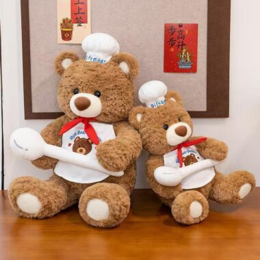 Cute teddy bear plush toy hugging a spoon for gifting