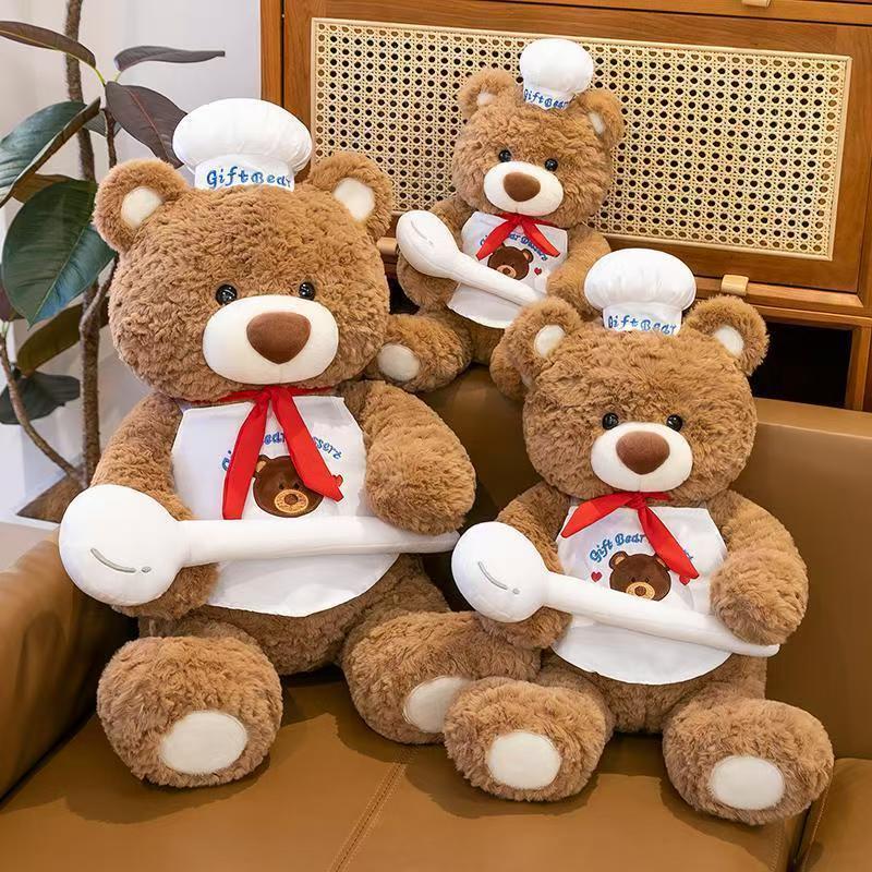 Cute teddy bear plush toy hugging a spoon for gifting